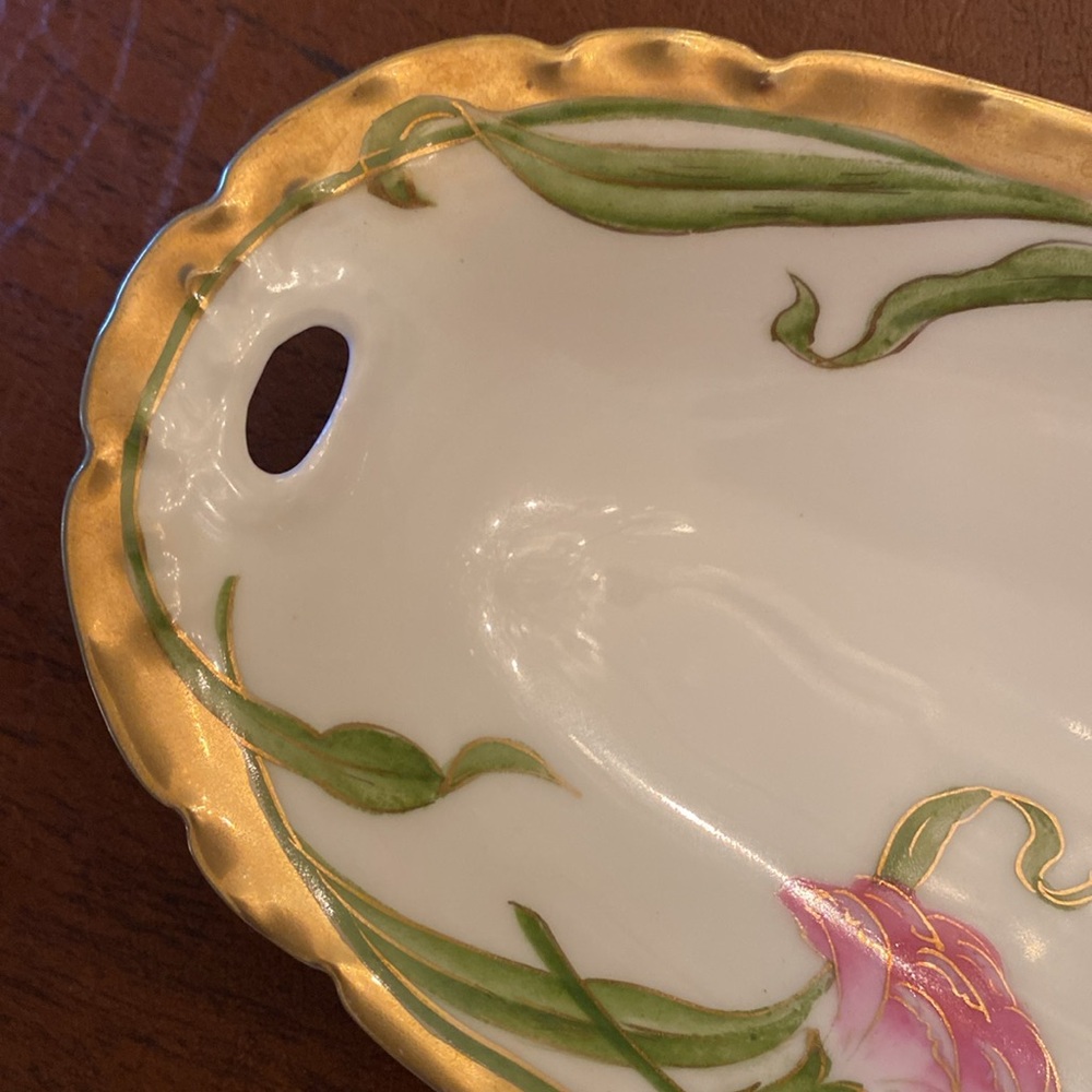 Antique Bavarian Hand-painted Celery Dish - Picture 3 of 7